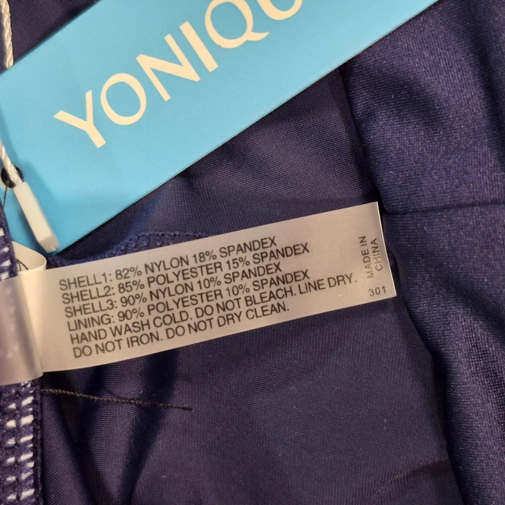 Yonique Womens Tankini Swimsuit Skirt Set Paint Splatter Navy Pink Size‎ M NWT